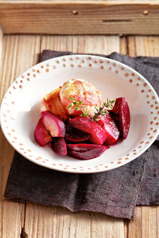 Rote Bete mit Quitten und Speck-Ziegenkäse Rote Bete mit Quitten und Speck-Ziegenkäse