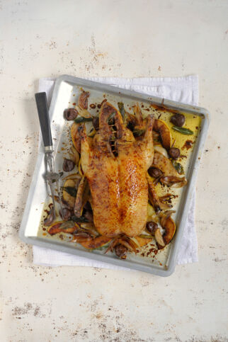 Ente mit Quitten und Maronen Ente mit Quitten und Maronen
