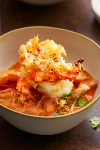 Gemüse-Kokos-Ragout mit Garnelen Gemüse-Kokos-Ragout mit Garnelen