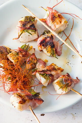 Zander im Pancettamantel Zander im Pancettamantel