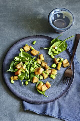 Auberginensalat mit Edamame und Ponzudressing Auberginensalat mit Edamame und Ponzudressing