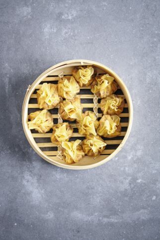 Gedämpfte Garnelen-Wan Tans Gedämpfte Garnelen-Wan Tans