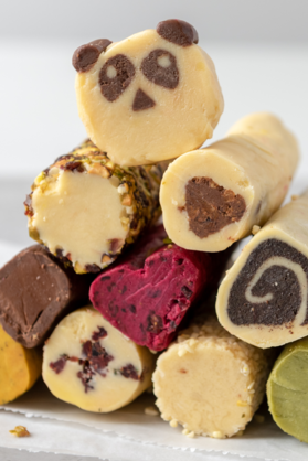 Keksrollen mit unterschiedlichen Füllungen Rollenkekse