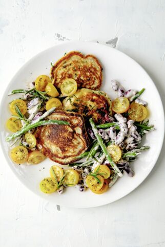 Bohnengemüse mit Kräuter-Plinsen Bohnengemüse mit Kräuter-Plinsen