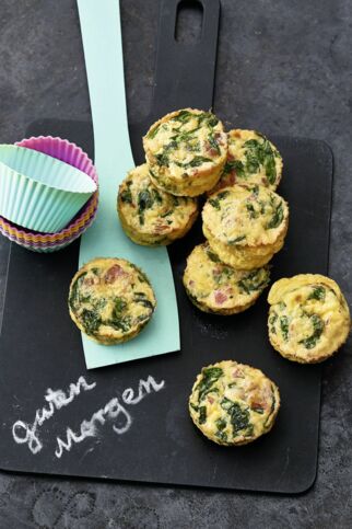 Frühstück-Muffins mit Spinat und Speck Frühstück-Muffins mit Spinat und Speck