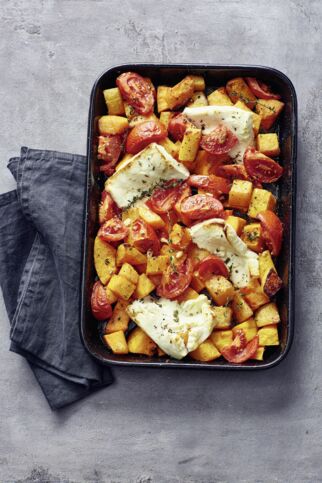 Ofen-Feta auf Kürbisgemüse Ofen-Feta auf Kürbisgemüse