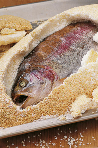 Lachsforelle im Salzmantel Lachsforelle im Salzmantel