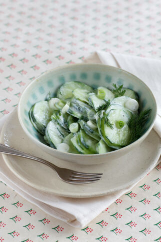 Gurkensalat mit Frühlingszwiebeln Gurkensalat mit Frühlingszwiebeln