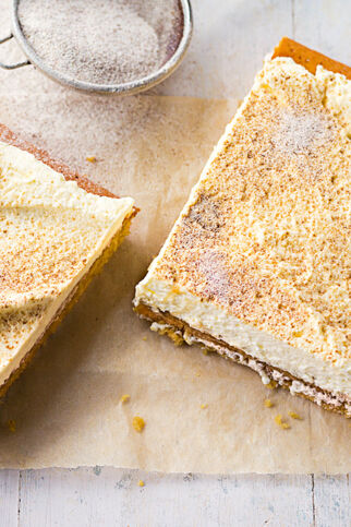 Pfirsich-Cappuccinoschnitten Pfirsich-Cappuccinoschnitten