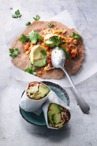 Frühstückswraps mit selbst gemachten Blitz-Tortillas Frühstückswraps mit selbst gemachten Blitz-Tortillas
