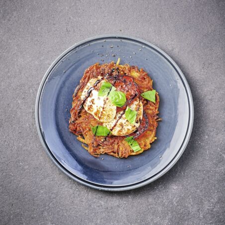 Kartoffelrösti mit Tomate und Mozzarella Kartoffelrösti mit Tomate und Mozzarella