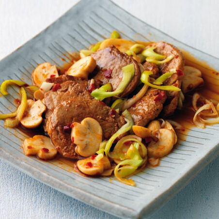 Filet mit Lauch und Pilzen Filet mit Lauch und Pilzen