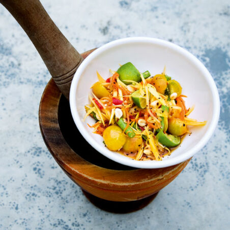 Papayasalat mit gerösteten Erdnüssen (Som Thamm Thai) Papayasalat mit gerösteten Erdnüssen (Som Thamm Thai)