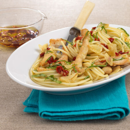 Pasta aglio olio pollo Pasta aglio olio pollo