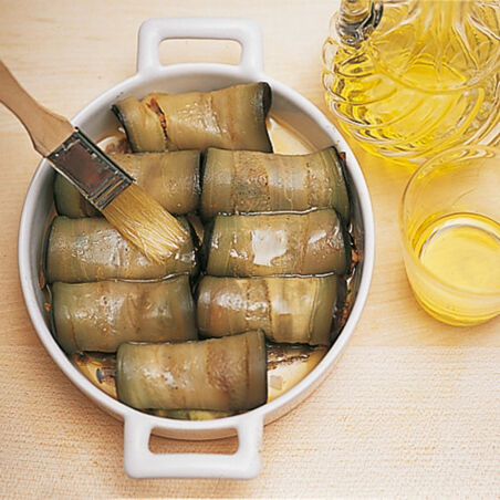 Auberginenröllchen mit Hackfleischfüllung Auberginenröllchen mit Hackfleischfüllung