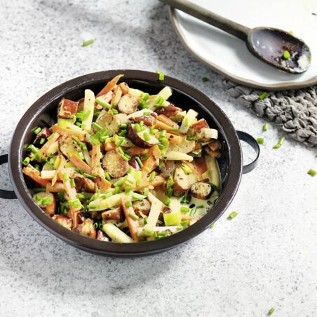 Brezengröstl mit Wurzelgemüse Brezengröstl mit Wurzelgemüse