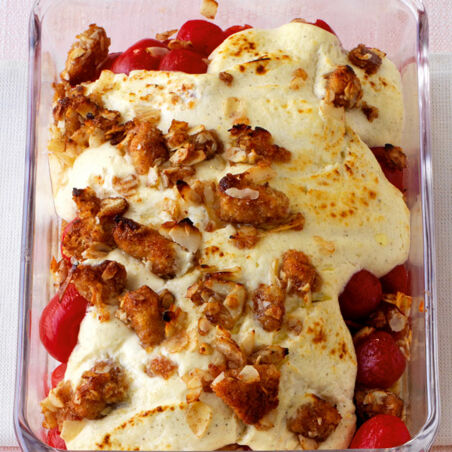 Quarkauflauf mit Kirschen Quarkauflauf mit Kirschen