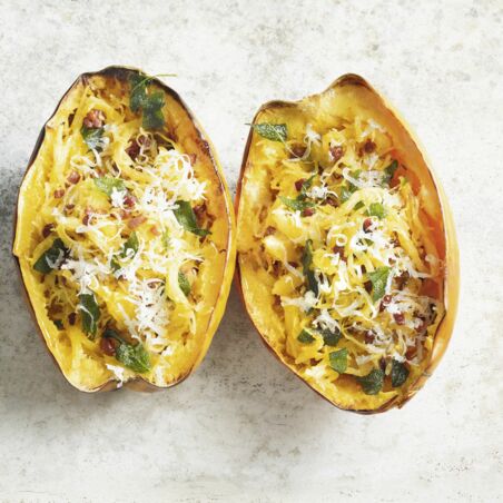 Kürbis-Spaghetti mit Speck Kürbis-Spaghetti mit Speck