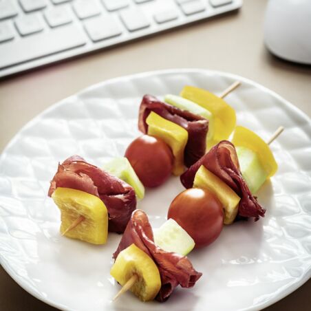 Gemüsespieße mit
Rinderschinken Gemüsespieße mit
Rinderschinken