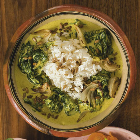 Spinatcurry zu Reis Spinatcurry zu Reis