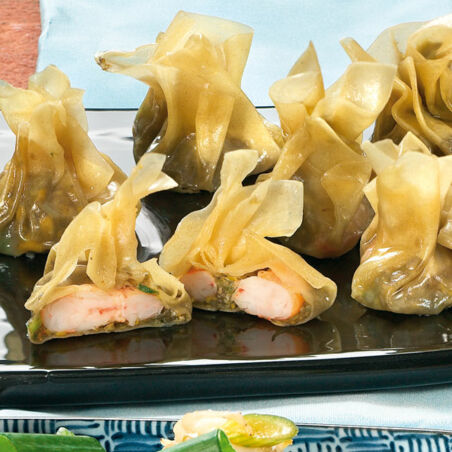 Gedämpfte Wan-Tan mit Garnelen Gedämpfte Wan-Tan mit Garnelen