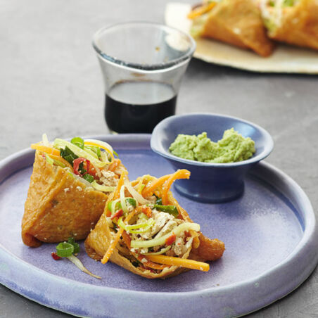 Gefüllte Tofutaschen mit Pilzen, Möhren und Lauch Gefüllte Tofutaschen mit Pilzen, Möhren und Lauch