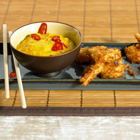 Kokos-Garnelen mit Mango-Dip Kokos-Garnelen mit Mango-Dip