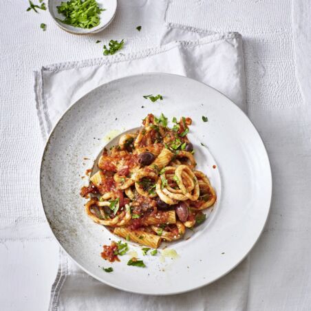 Tortiglioni mit
Tintenfisch Tortiglioni mit
Tintenfisch