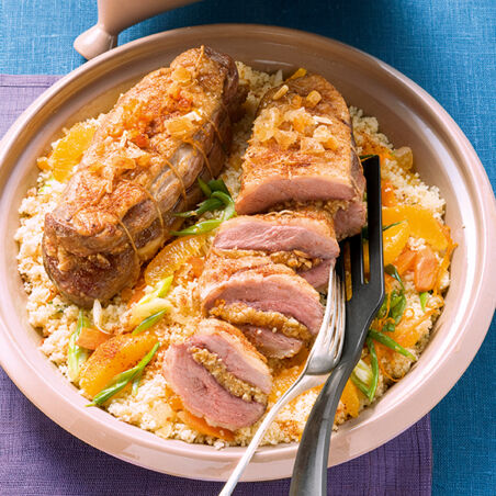 Gefüllte Entenbrust mit Orangen-Couscous Gefüllte Entenbrust mit Orangen-Couscous