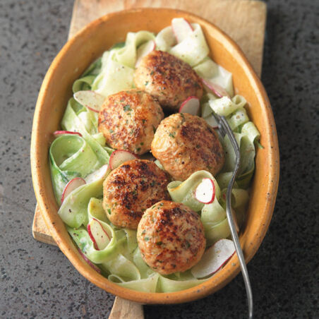 Faschierte Kalbslaiberl mit rahmigem Gurkensalat Faschierte Kalbslaiberl mit rahmigem Gurkensalat