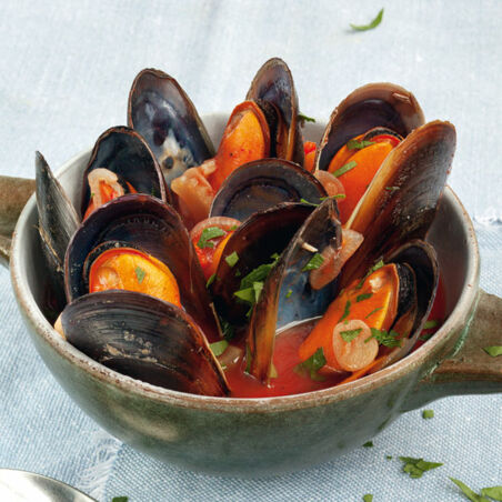 Miesmuscheln in Tomaten-Chili-Sud Miesmuscheln in Tomaten-Chili-Sud