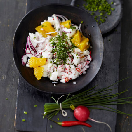 Dorsch-Ceviche mit Radieschen Dorsch-Ceviche mit Radieschen