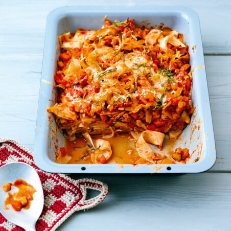 Gebackene Bandnudeln Bologneser Art Gebackene Bandnudeln Bologneser Art