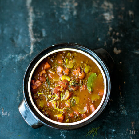 Puy-Linsensuppe mit Melone Puy-Linsensuppe mit Melone