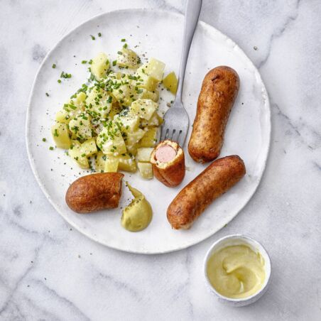 Corndogs mit Kartoffelsalat Corndogs mit Kartoffelsalat
