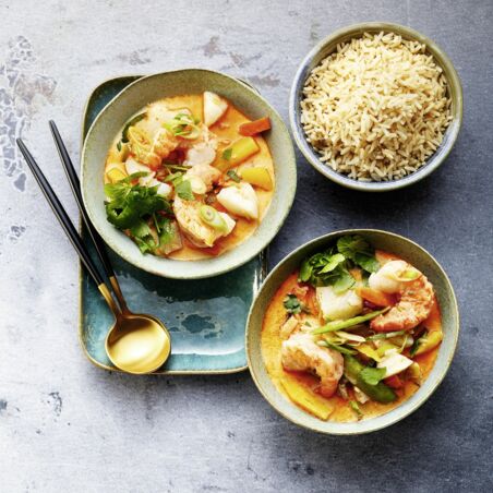 Blitz-Curry mit Fisch und Reis Blitz-Curry mit Fisch und Reis