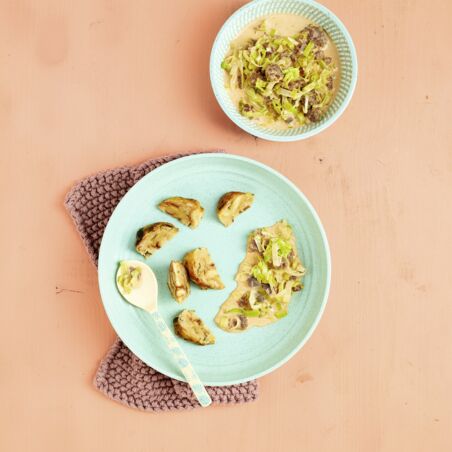 Semmelknödel mit Lauch-Hack-Sauce Semmelknödel mit Lauch-Hack-Sauce