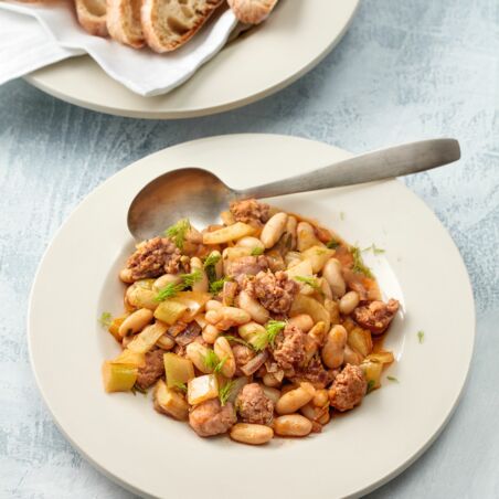 Weiße Bohnen mit Fenchel und Salsiccia Weiße Bohnen mit Fenchel und Salsiccia