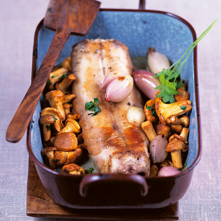 Kaninchenrücken mit Pfifferlingen Kaninchenrücken mit Pfifferlingen