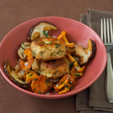 Gebackene Käseknödel mit Pilzen Gebackene Käseknödel mit Pilzen
