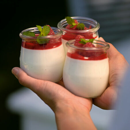 Zitronenmousse mit Fruchtsauce Zitronenmousse mit Fruchtsauce