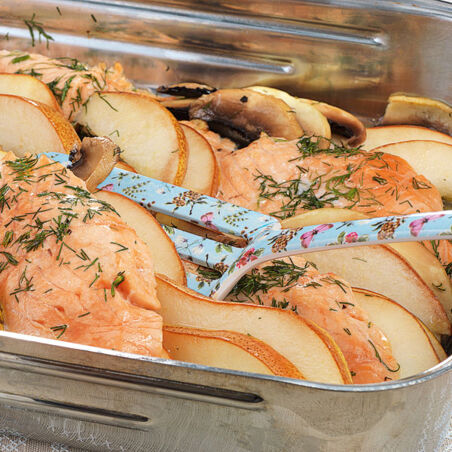 Lachs vom Blech mit Birnen Lachs vom Blech mit Birnen
