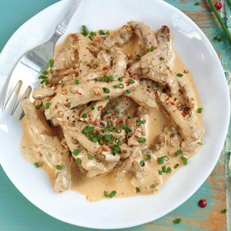 Filetstreifen in Drei-Pfeffer-Rahm Filetstreifen in Drei-Pfeffer-Rahm