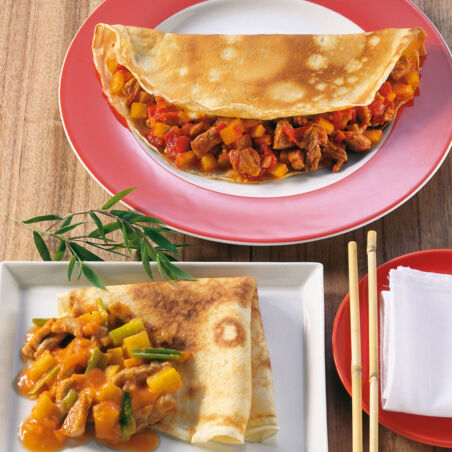 Pfannkuchen mit Schweinefleisch süßsauer Pfannkuchen mit Schweinefleisch süßsauer