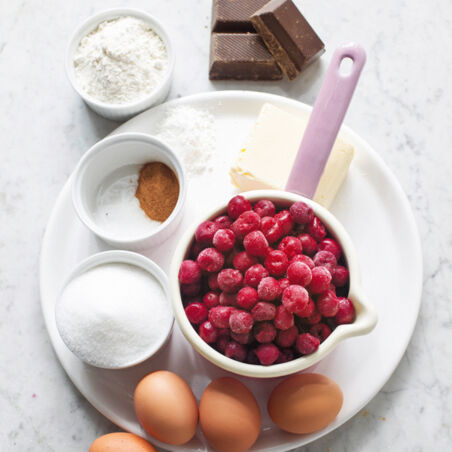 Schokokuchen mit Kirschkompott Schokokuchen mit Kirschkompott