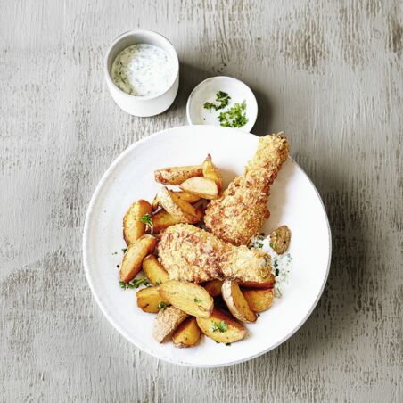 Hähnchenkeulen mit Wedges Hähnchenkeulen mit Wedges