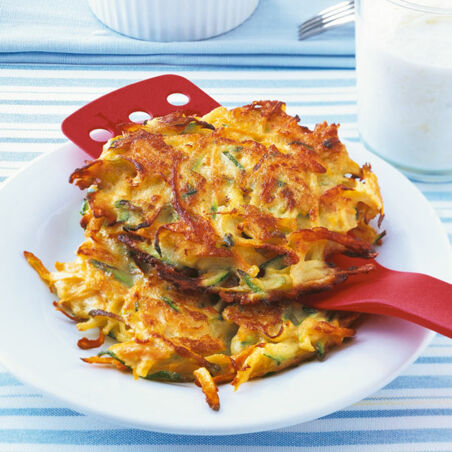 Gemüsepuffer mit frischem Birnenmus Gemüsepuffer mit frischem Birnenmus