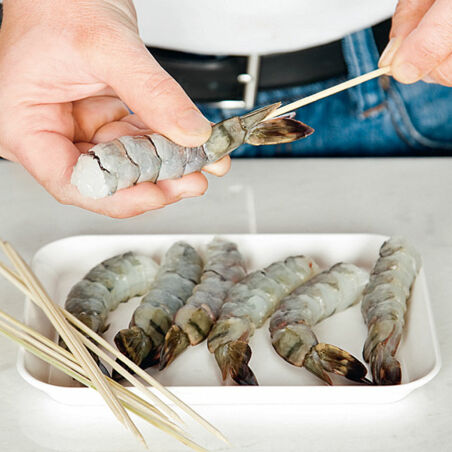 Knusprige Garnelen mit Orangen-Mango-Chutney Knusprige Garnelen mit Orangen-Mango-Chutney