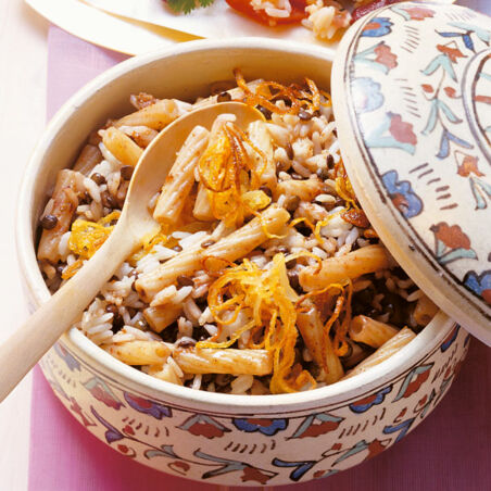 Linsen mit Reis und Nudeln Linsen mit Reis und Nudeln