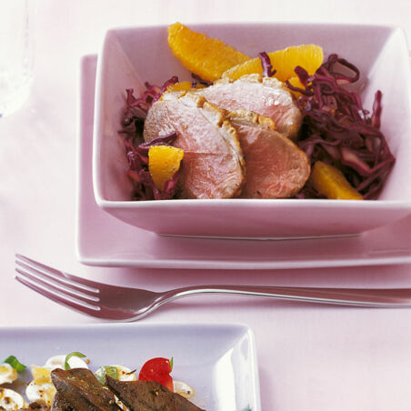 Gänsebrust auf Rotkohlsalat Gänsebrust auf Rotkohlsalat